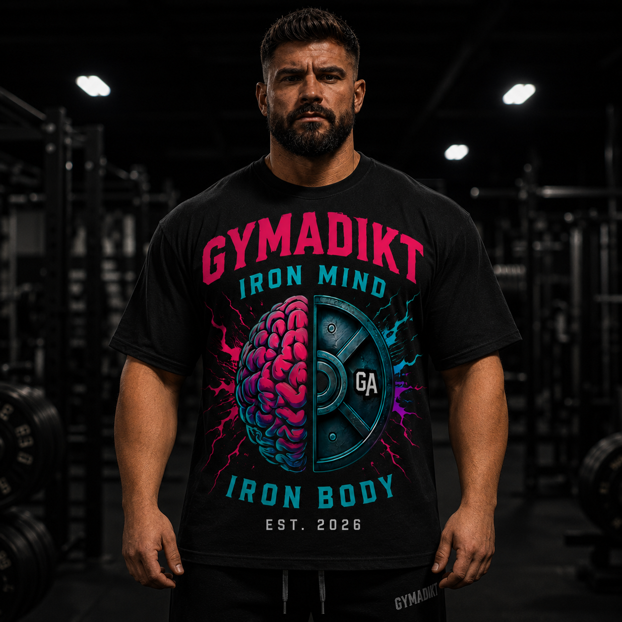 GYMADIKT Iron Mind Iron Body Oversized Gym T-Shirt