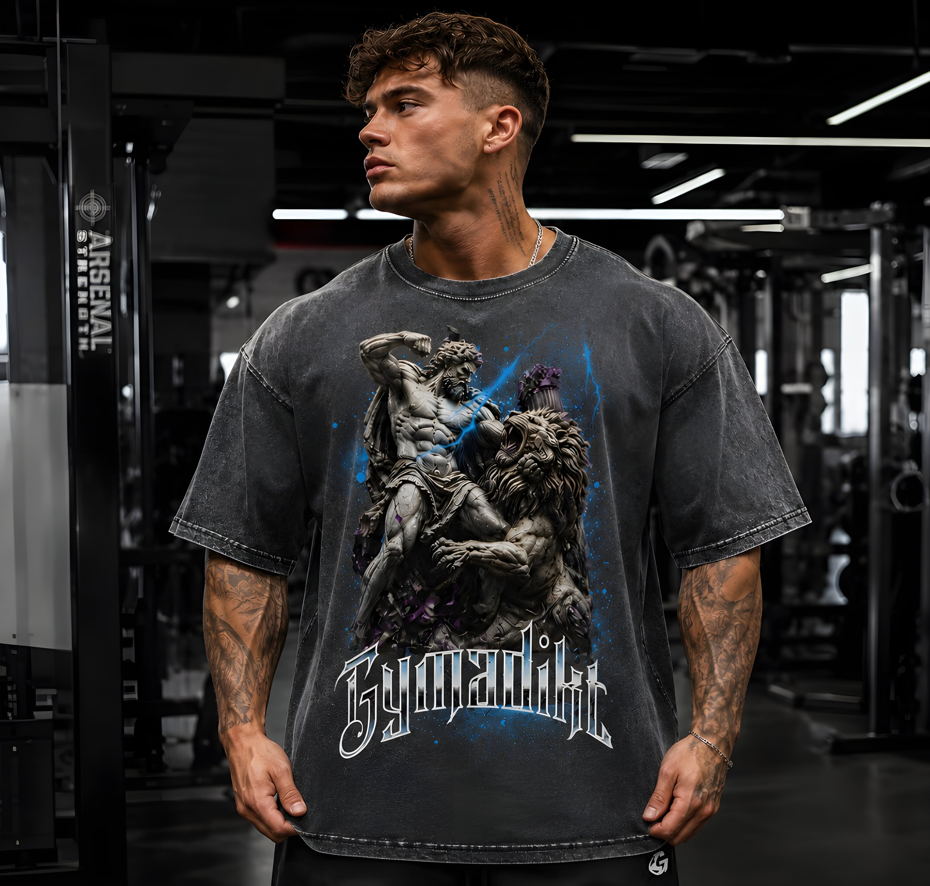 Gymadikt “Clash of Titans” Vintage Wash Oversized Tee