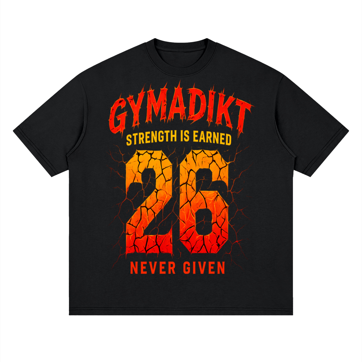 GYMADIKT 26 – Strength Is Earned Oversized Gym T-Shirt